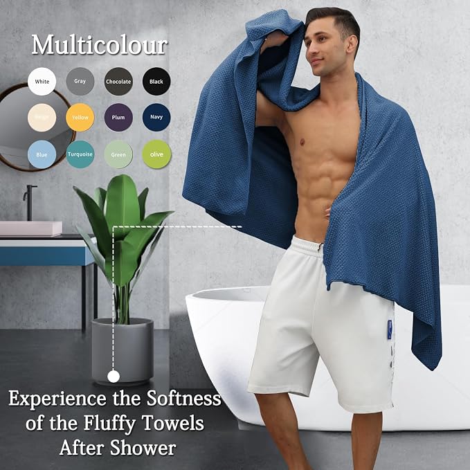 Hailea Navy Bath Towels Set 35x70 Inches - Image 5