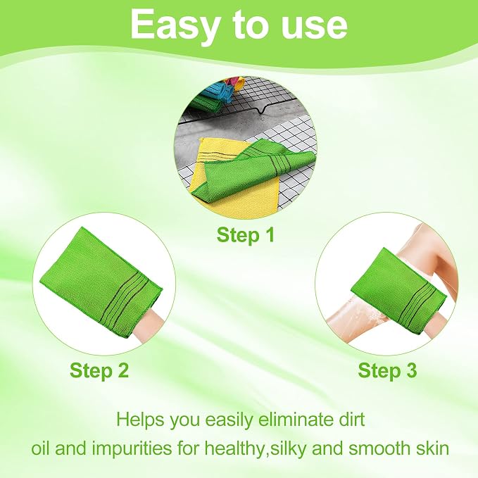 Tatuo 12 Pieces Korean Exfoliating Mitt Glove Italy Towel Body Skin Scrubber - Image 4