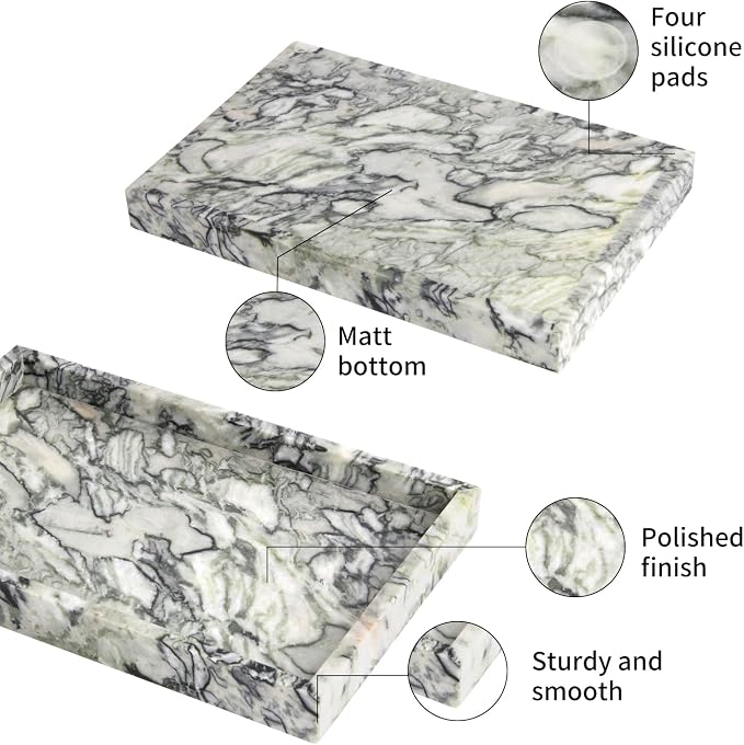 Marble Bathroom Vanity Tray, Natural Luxury Vanity Home Kitchen Bathroom Table - Image 4