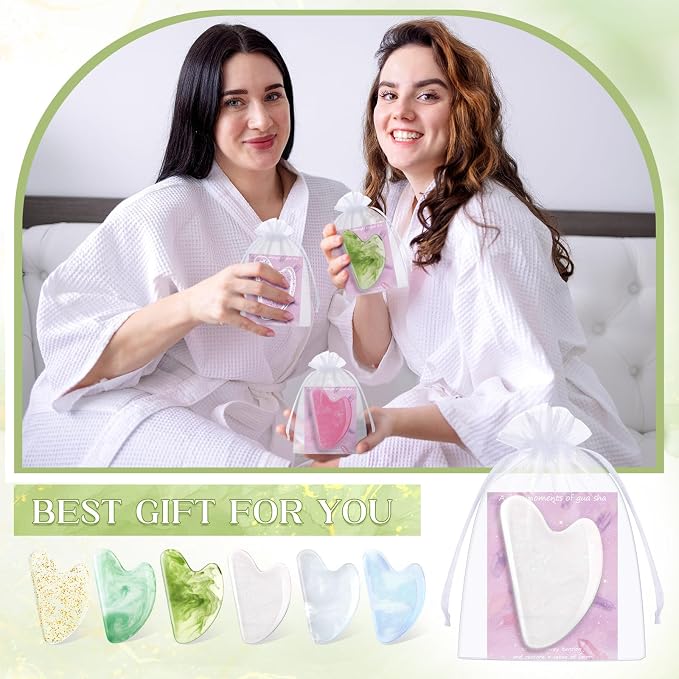 Sherr 24 Sets Gua Sha Facial Tools Bulk Resin Heart Shaped Guasha Boards - Image 4