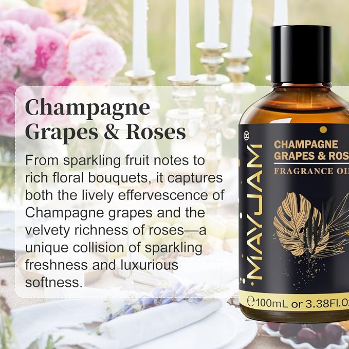 Champagne Grapes & Roses Fragrance Oil, MAYJAM 3.38FL.OZ Essential Oils - Image 3