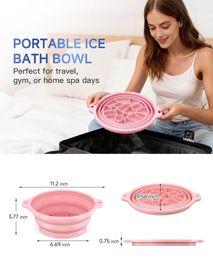 Foldable Silicone Face Ice Bath Bowl, Built-in Ice Tray - Image 9