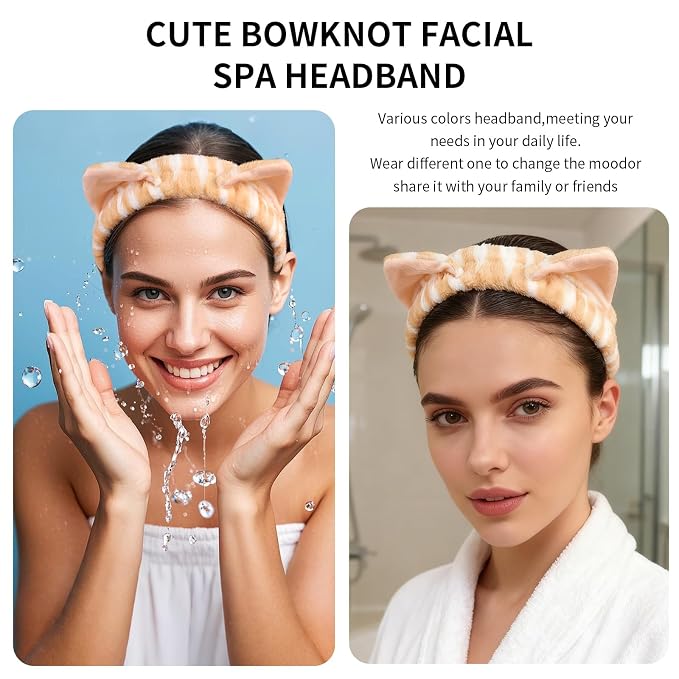 PERFECTSIGHT Spa Headband for Washing Face, 2 Pack Cute Hair Band for Shower - Image 4