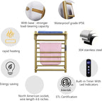 Gold Wall Mounted Heated Towel Rack, Timer & Temperature Control Electric Towel - Image 7