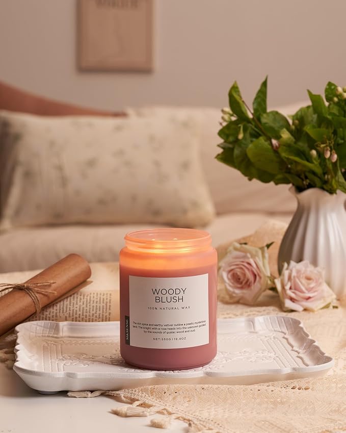 M&SENSE Large Rose Oud Soy Candles, 19.4oz Natural Soy Wax, 110-Hour Long - Image 6