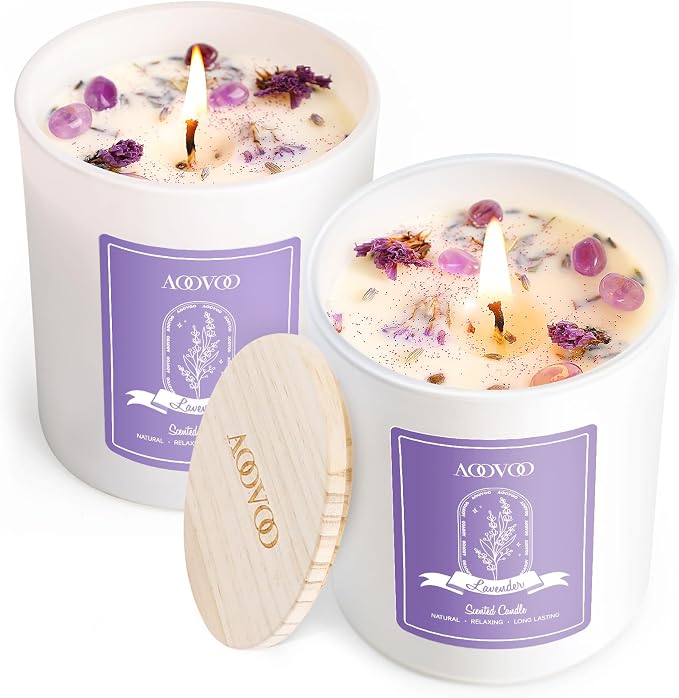 AOOVOO Lavender Scented Candle Set 2 Pack by AOOVOO