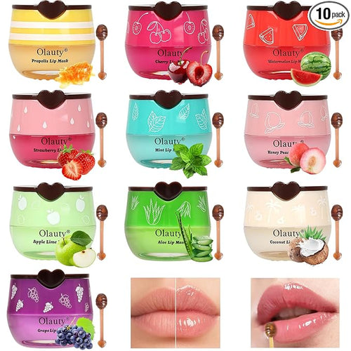 10 PCS Bee Lip Balm Honey Pot, Honey Lip Balm Bulk, Moisturising Sleep Lip Mask by Unknown