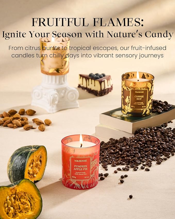 M&SENSE Lemon Vegan Soy Candles, Non Toxic 8.1oz 42-Hour Long Burning, Winter - Image 5