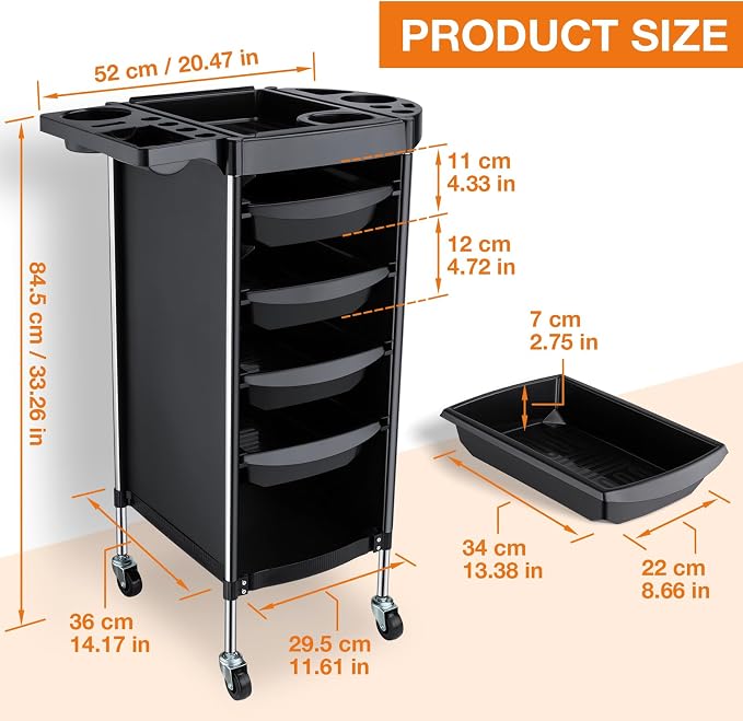Noverlife Hair Salon Storage Tool Cart, 6-Layer Salon Cart - Image 7