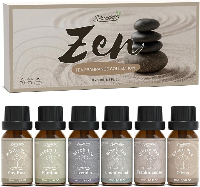 SALUBRITO Zen Fragrance Oil Set, Tea Essential Oil by Salubrito