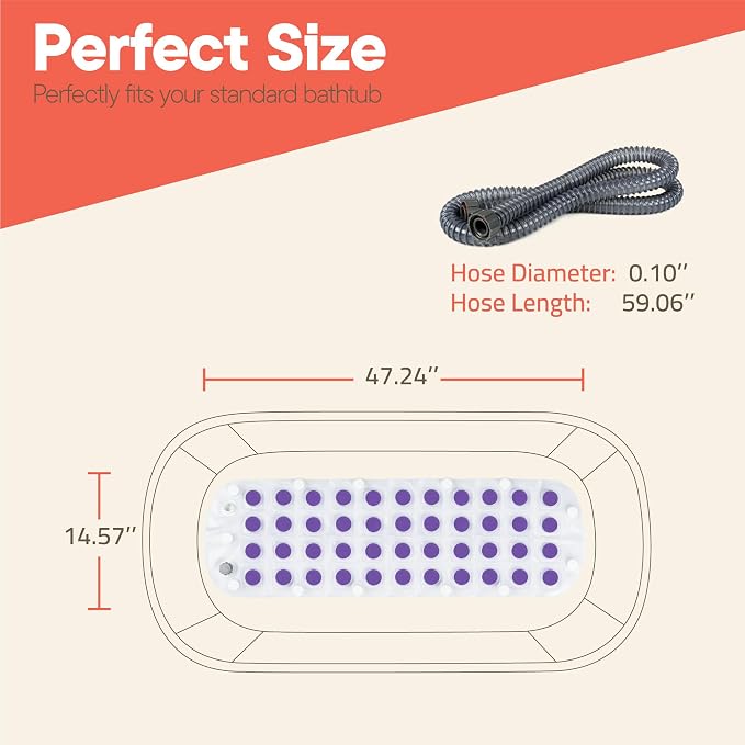 Bubble Bath Massager Mat for Bathtub, 47.24" x 14.57" Full-Body Heated Air Spa - Image 2