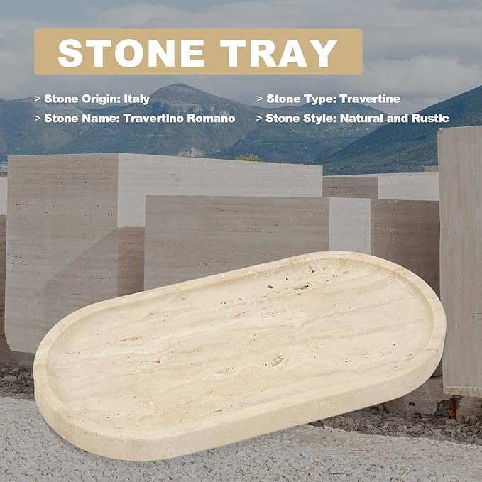 Koville Italian Travertine Tray, Catchall Tray - Image 6