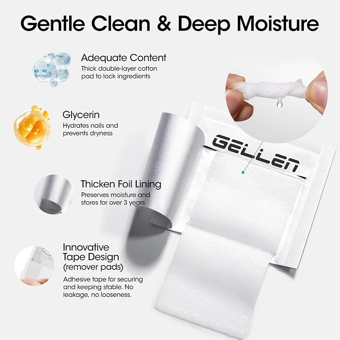 Gellen 400 Pack Nail Cleanser Pads and Acetone Nail Polish Remover Pad Kit - Image 9