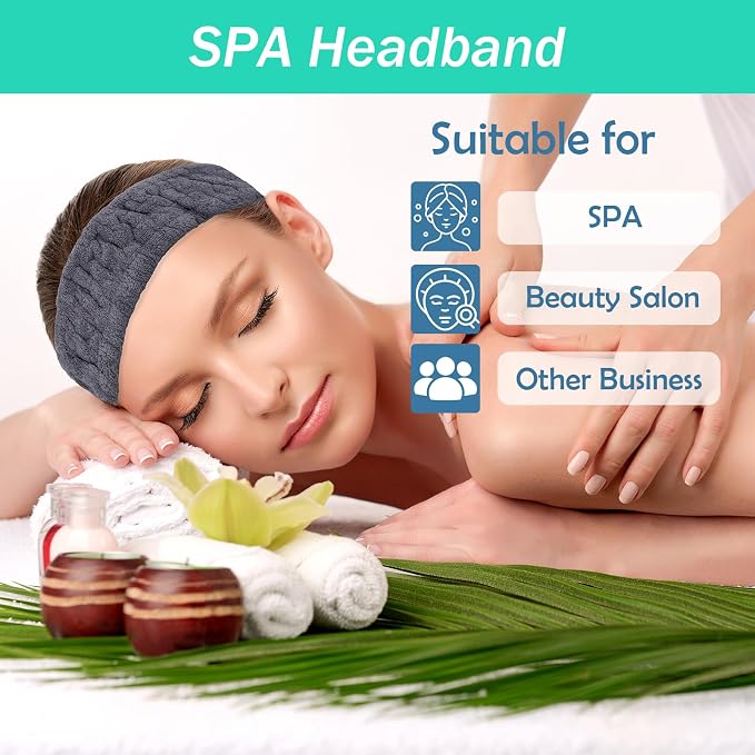 Microfiber Spa Headband 3-Pack, Soft Terry Cloth Headband - Image 7