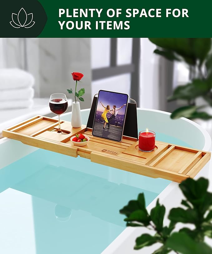 ROYAL CRAFT WOOD Premium Foldable Bathtub Tray Caddy - Image 6