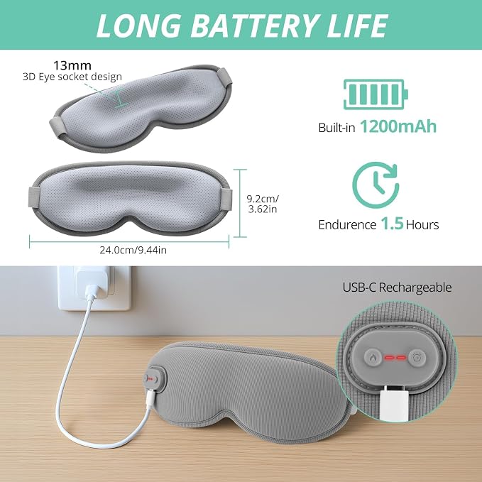 VINTEAM Cordless Heated Eye Mask – 3D Design - Image 7