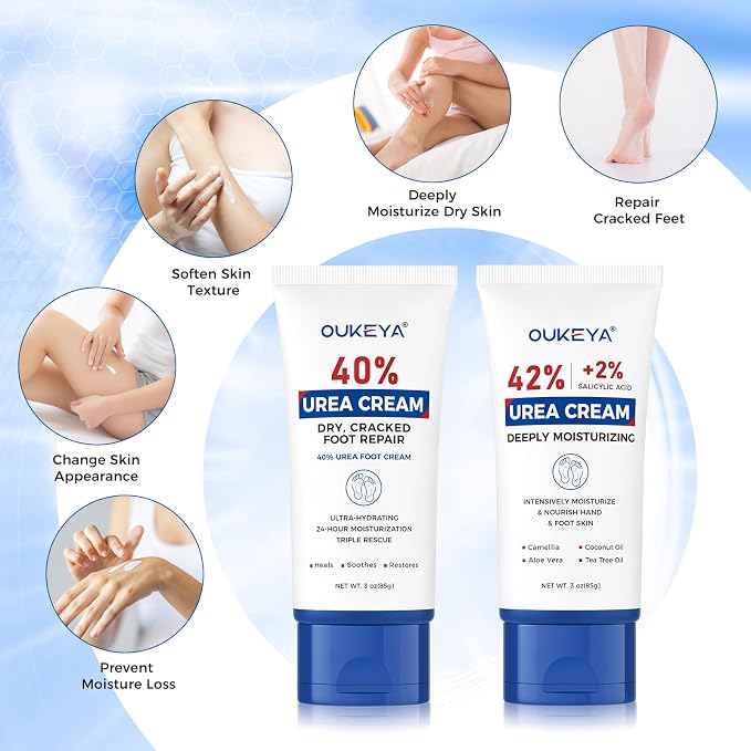 OUKEYA Urea Cream 40 Percent Tube 3 Oz, Foot & Hand Cream - Image 5