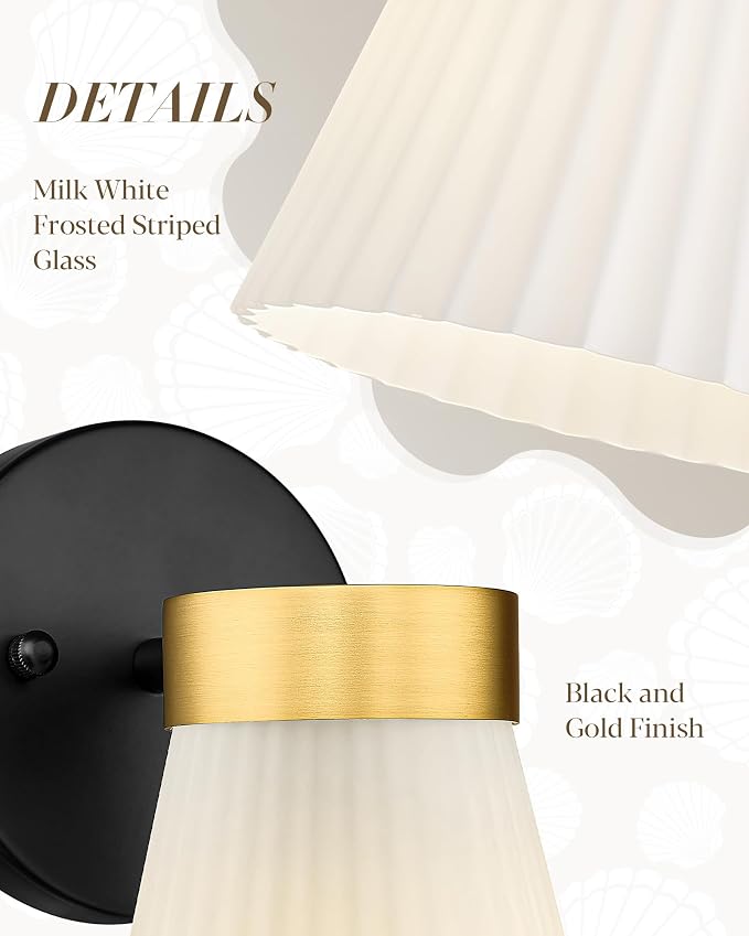 1-Light Bathroom Wall Sconce, HWH Black and Gold Wall Sconce - Image 5