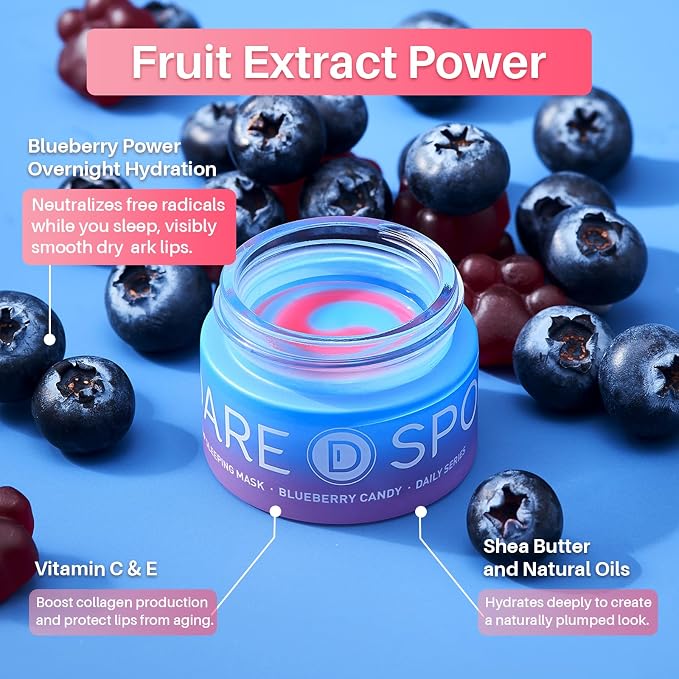 SPODARE Blueberry Lip Mask Overnight, Swirl Lip Sleeping Mask - Image 2