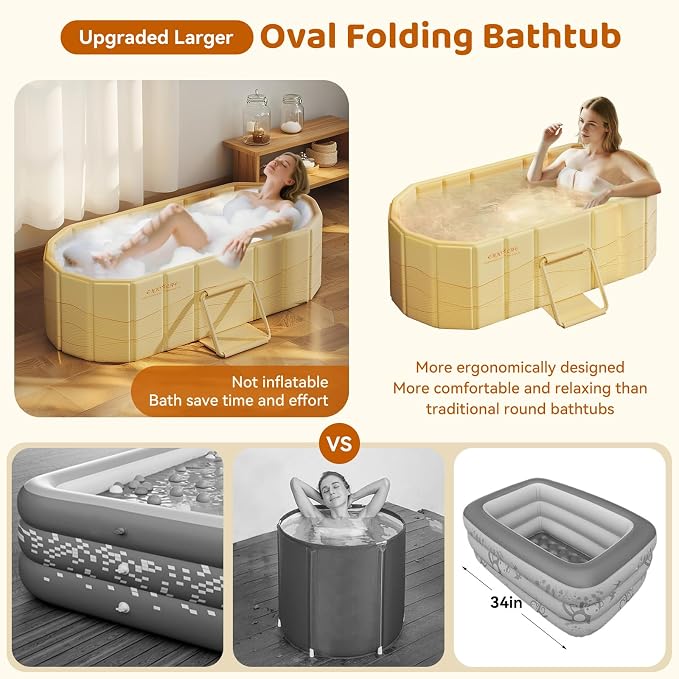 Portable Foldable Bathtub, Freestanding Bathtub No Installation, Bathroom SPA - Image 7