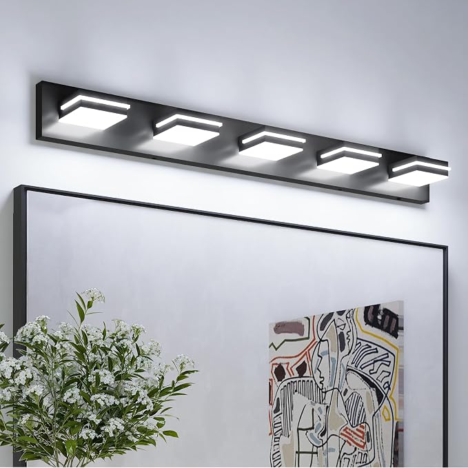 VOLISUN Modern 5-Light, 40-Inch Black Bathroom Vanity Light Fixtures, 360 - Image 6