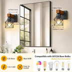 Wall Sconces Set of Two, Farmhouse 1-Light Matte Black Vanity Lights - Image 2