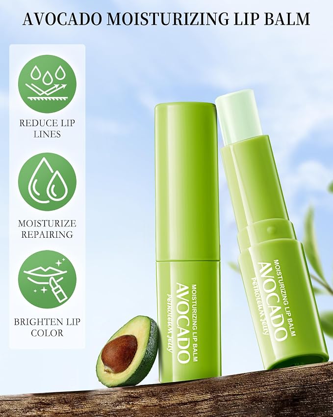 Lip Balm Set-8pcs Avocado Hydrating Lip Balm, Moisturizing Soothing Care Lip - Image 2