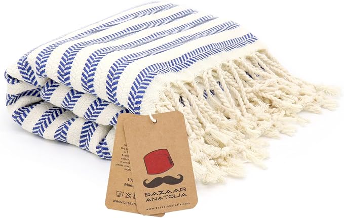 Bazaar Anatolia Turkish Beach Towel – 100% Cotton, Quick Dry, Sand Free Striped - Image 6