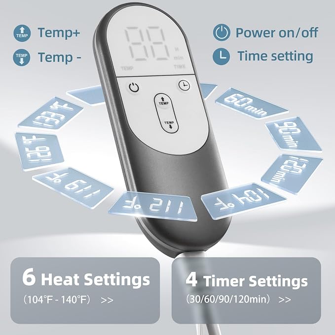 17x33 Heating Pad for Pain Relief | Ultra-Soft Microplush Fabric | 6 Adjustable - Image 2