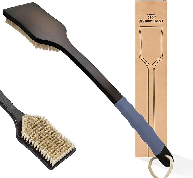 Back Scrubber Shower Brush, Dry Brushing Body Brush by EnamelEVO
