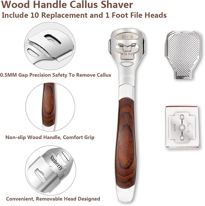 Colossal Foot Rasp & Wood Handle Callus Shaver, Pedicure Foot File Kit - Image 3