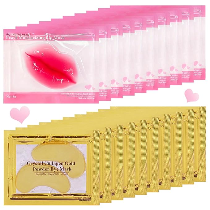 20 Pairs Lip Mask & Eye Mask, 24K Crystal Collagen Under Eye Patches by Unknown