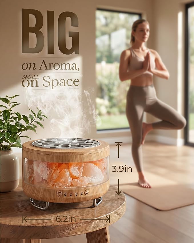 Essential Oil Diffuser with Himalayan Salt Lamp, 350ml Ultrasonic Aromatherapy - Image 3