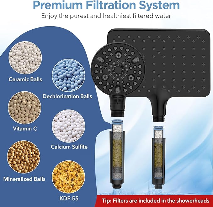 MakeFit Dual Filtered Rain Shower Head Combo, High Pressure Handheld Shower Head - Image 5