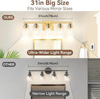 VerRon 5-Light Gold Bathroom Light Fixtures, Brushed Gold Wall Light Fixture - Image 7