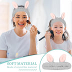 Cute Gray Rabbit Ears Headband Frog Eye Elastic to Wash Face - Image 6