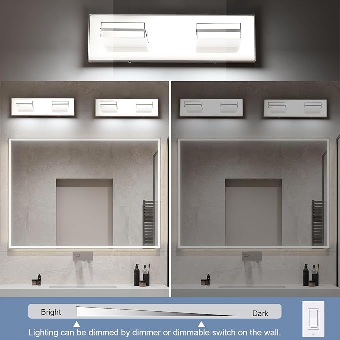 SineRise LED Modern Bathroom Vanity Light Fixtures, Chrome Modern Acrylic - Image 4