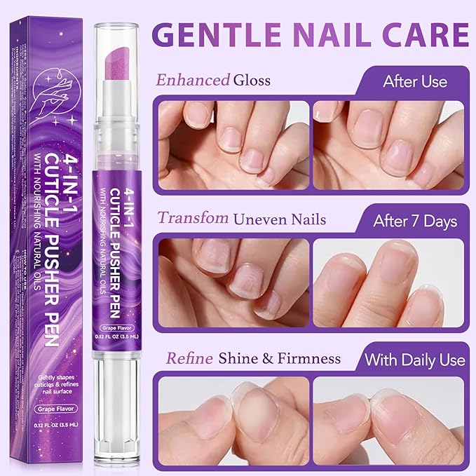 4-in-1 Cuticle Oil Pen for Nails, Nail Cuticle Polishing & Remover Tool - Image 3