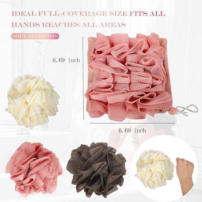 3-Pack Loofah Washcloth Combo 2-in-1, Exfoliating Soap Saver Pouch - Image 6