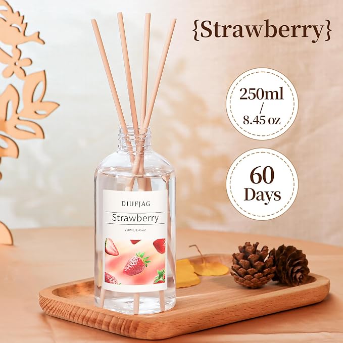 Strawberry Diffuser with 10 Fiber Sticks, 6.7 oz Diffusers - Image 2
