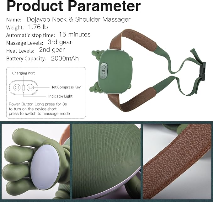 Neck Massager with Heat for Pain Relief Deep Tissue Cordless Neck and Shoulder - Image 9
