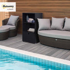 Outsunny Valet Pool Towel Rack, Waterproof PE Plastic Rattan Wicker Storage - Image 2