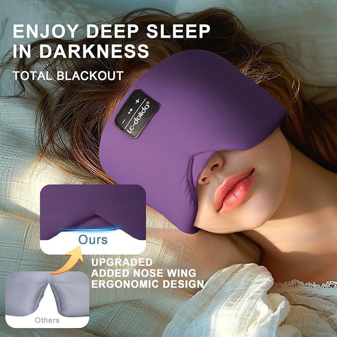 LC-dolida Sleep Mask with Bluetooth Headphones, Ice Silk Sleep Headphones with - Image 4