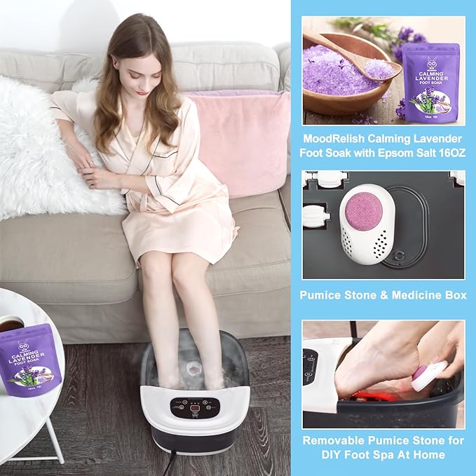 Foot Spa Bath Massager with Heat Bubbles and Vibration Massage and Jets - Image 4