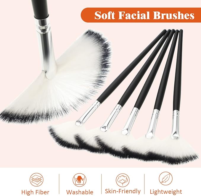 9 Pieces Facial Fan Mask Brushes, Soft Facial Applicator Brushes Tools - Image 5