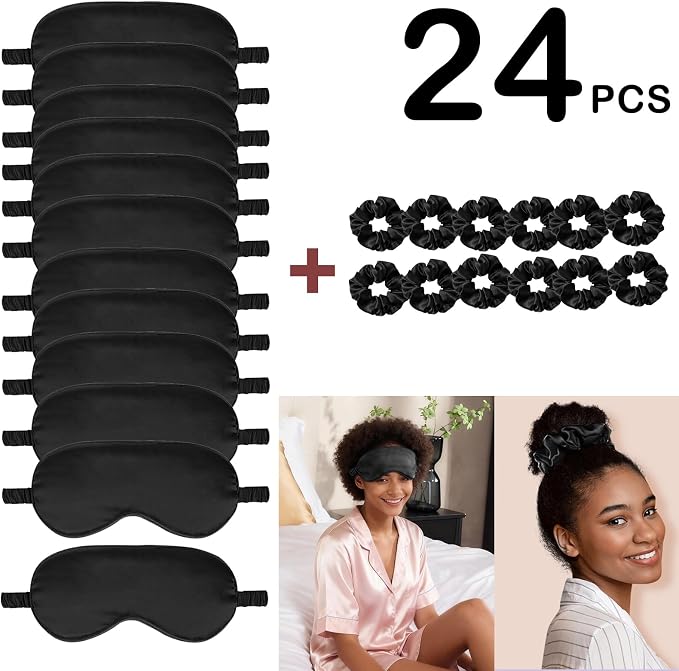 24Pcs Satin Eye Mask Silk Sleep Masks Silky Eyes Cover Blackout Blindfold - Image 2