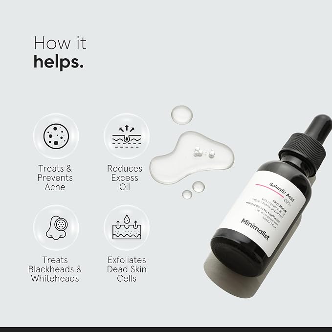 Salicylic Acid 2% Face Serum for Acne, Oil Control & Open Pores | Minimalist - Image 3