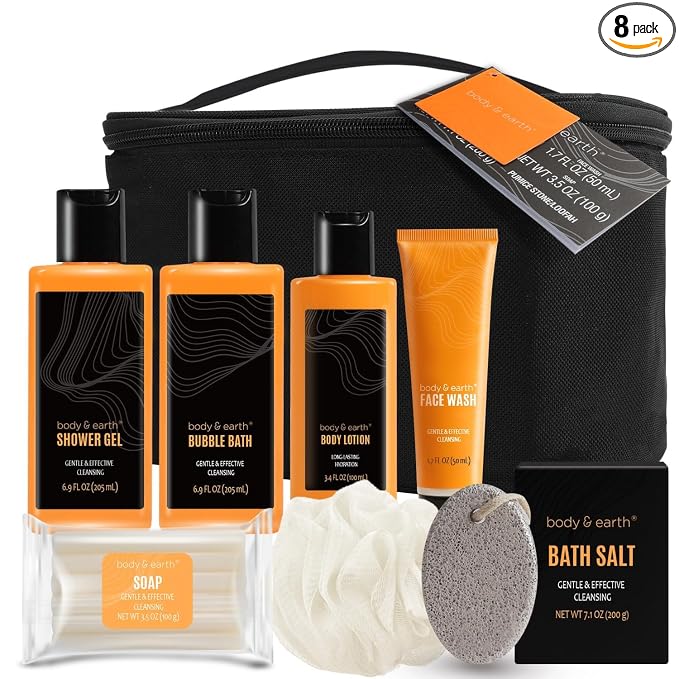 Body & Earth Gift Baskets for Men Bath Set Citrus Scented Bath and Body Gift Set by BODYEARTH
