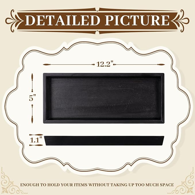 MAONAME Black Bathroom Vanity Tray, Rustic Long Narrow Tray, Rectangle - Image 2