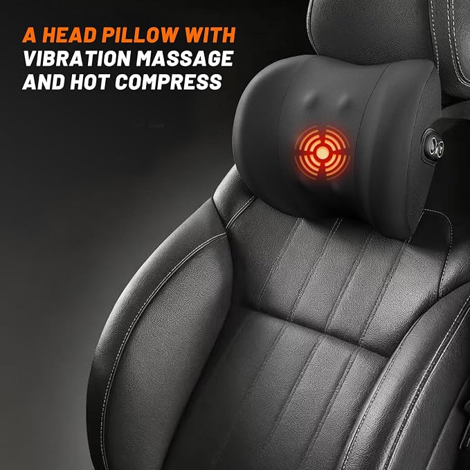 car headrest Pillow, Heat up Vibration Massage Neck Pillow, Memory Cotton Pillow - Image 2
